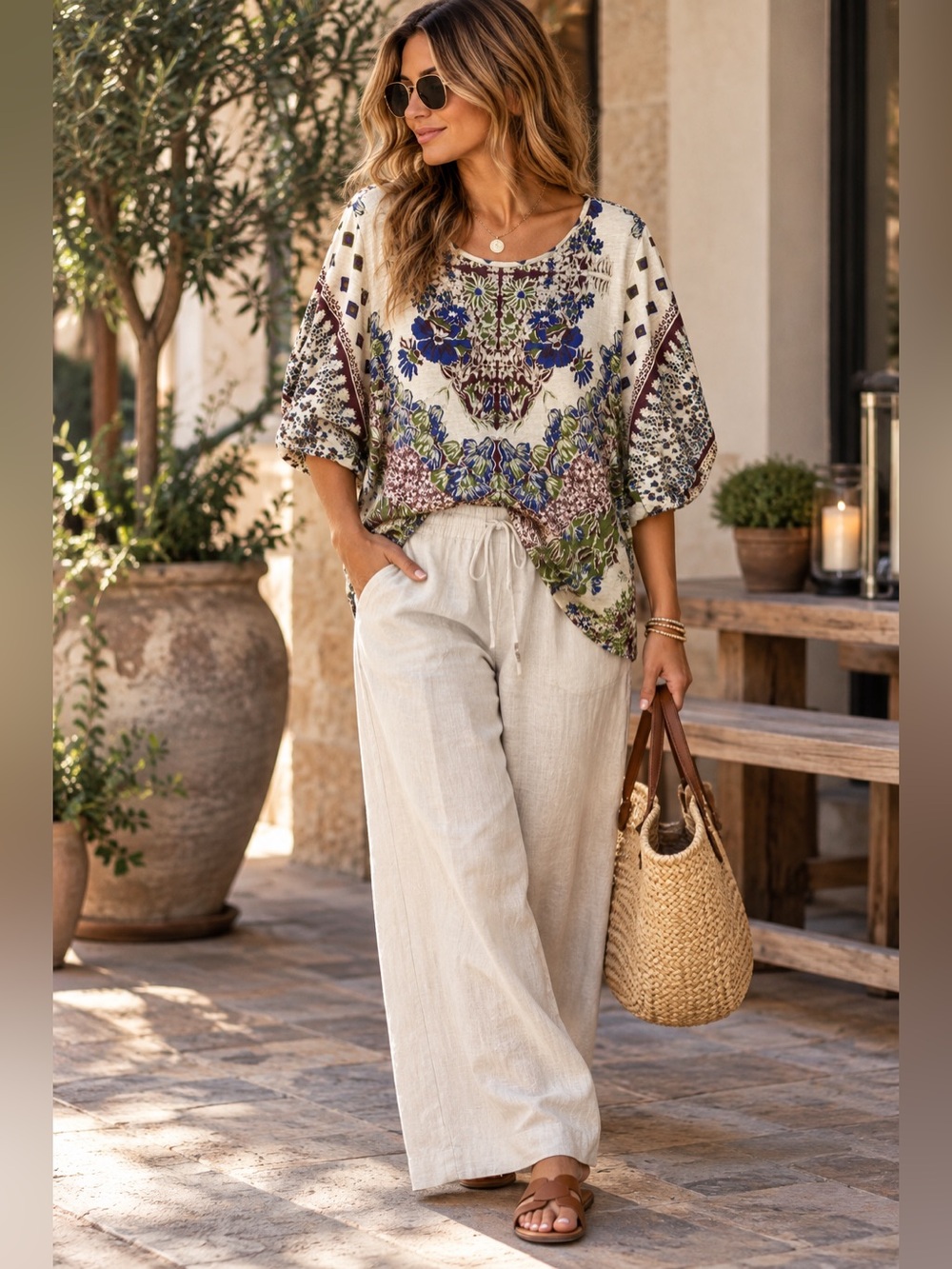Free People Small Multicolor Floral Paisley Dolman Sleeve Boho Blouse Top
